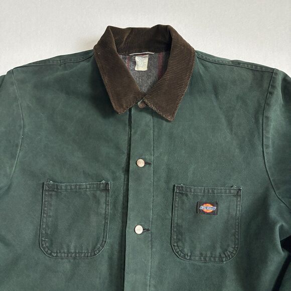 VTG Dickies Chore Coat Jacket Mens XL Green Blanket Lined 90s Farm Barn USA Made - Picture 2 of 8